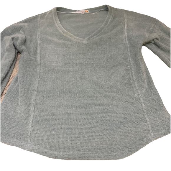 C&C California Sweater Womens Size Medium Seafoam Pullover V-Neck Knit Cotton - Picture 9 of 14
